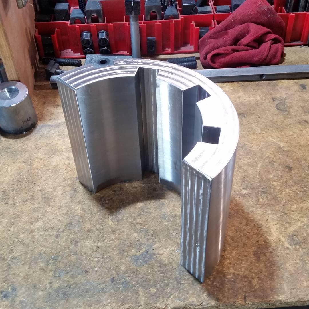 Large 304 cast stainless ring segment, welded, turned on the lathe, and finished in the mill
